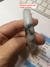 Load image into Gallery viewer, 61mm Certified Type A 100% Natural white/light green with grenn floating flowers Jadeite Jade bangle E153-2443
