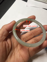 Load image into Gallery viewer, 55mm Certified type A 100% Natural light green gray black slim round cut Jadeite bangle PA204-2448
