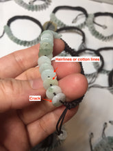 Load image into Gallery viewer, 100% natural type A green white Safety Guardian Button donut jadeite jade thread woven bracelets PD99

