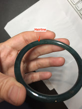 Load image into Gallery viewer, 56mm Type A 100% Natural dark green/blue/gray/black Guatemala slim round cut Jadeite bangle PJ120

