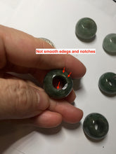 Load image into Gallery viewer, 20(16)x12.9(12.4)mm Type A 100% Natural dark green/gray/black(老油青) donut shape Jadeite Jade LuluTong (Every road is smooth) bead pendant PD195
