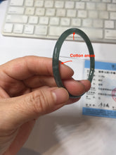Load image into Gallery viewer, 53.8mm Certified Type A 100% Natural  icy watery dark green/blue/gray with Guatemala slim round cut Jadeite bangle PJ29-5620
