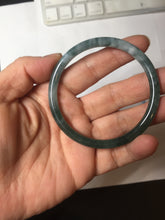 Load image into Gallery viewer, 55.4mm Certified Type A 100% Natural dark green/blue/gray Guatemala slim round cut Jadeite bangle PH8-2351
