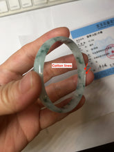 Load image into Gallery viewer, 51mm Certified Type A 100% Natural icy watery light green with green floating flowers thin Jadeite Jade bangle PJ57-1885
