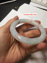 Load image into Gallery viewer, 53.5mm Certified Type A 100% Natural light green white round cut Jadeite bangle PF60-0516

