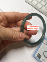Load image into Gallery viewer, 59.5mm Certified Type A 100% Natural dark green blue gray black slim round cut Guatemala Jadeite bangle GL30-33-4317
