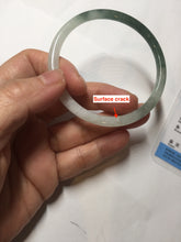 Load image into Gallery viewer, Sold !55.3mm Certified type A 100% Natural icy watery dark green white half mountain half water two-tone(半山半水) slim round cut Jadeite bangle BG218-8579

