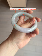 Load image into Gallery viewer, 60.5mm Certified Type A 100% Natural icy watery green/purple chubby Jadeite Jade bangle E146-9537
