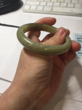 Load image into Gallery viewer, 56mm Certified Type A 100% Natural green yellow/sugar brown flying dandelions nephrite Jade bangle HN53-0479
