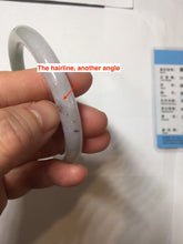 Load image into Gallery viewer, 56mm certified Type A 100% Natural white light green purple with brown red flying dandelions slim round cut Jadeite Jade bangle PE121-3711
