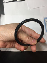 Load image into Gallery viewer, 57mm Type A 100% Natural half black(乌鸡) half icy blue (蓝水) Guatemala Slim Round Cut Jadeite Bangle PJ132-1375
