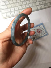 Load image into Gallery viewer, 58.5mm Certified Type A 100% Natural dark green/blue/gray Guatemala slim round cut Jadeite bangle PH7-2347

