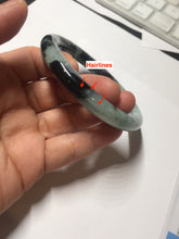 Load image into Gallery viewer, 58.5mm certified 100% natural type A dark green white with green floating flowers jadeite bangle PH148-5855
