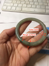 Load image into Gallery viewer, 54.5mm Certified type A 100% Natural light green gray black slim round cut Jadeite bangle PA197-2440
