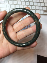 Load image into Gallery viewer, 60.5mm 100% Natural Dark Green/Black Meteorite Star Night Sky Galaxy Nephrite Bangle HT171-0553
