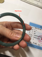 Load image into Gallery viewer, 59.5mm Certified Type A 100% Natural light green/blue/gray Guatemala slim round cut Jadeite bangle BP220-3800

