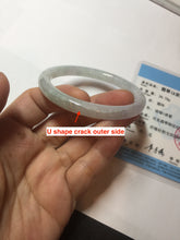 Load image into Gallery viewer, 53.5mm certified 100% natural icy watery light green purple slim round cut jadeite jade bangle PB73-1269
