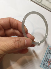 Load image into Gallery viewer, 52.5mm Certified 100% Natural icy gray (灰冰) slim round cut nephrite jade bangle HF125-9106
