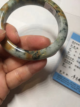 Load image into Gallery viewer, 53.2mm Certified type A 100% Natural green/yellow/brown autumn forest Jadeite bangle PD183-5698
