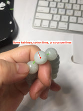 Load image into Gallery viewer, 12mm size 50-54mm 100% natural type A light green white jadeite jade beads bracelet AZ191

