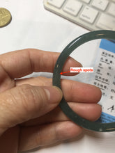 Load image into Gallery viewer, 56.5mm Certified Type A 100% Natural dark green/blue/gray Guatemala slim round cut Jadeite bangle PE59-7037
