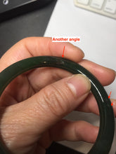 Load image into Gallery viewer, 53.6mm certified 100% Natural dark green/black round cut nephrite (碧玉)  bangle HN148-0508

