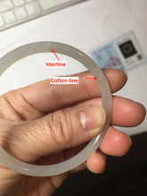 Load image into Gallery viewer, 52.5mm Certified 100% Natural icy gray (灰冰) slim round cut nephrite jade bangle HF127-9232

