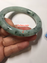 Load image into Gallery viewer, 58mm Certified Type A 100% Natural light green with flying dark green flowers round cut Jadeite bangle PE21-5864
