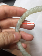 Load image into Gallery viewer, 60mm Certified Type A 100% Natural Green, Gray, Brown &amp; Black Flying Dandelion Vintage Twist Style Nephrite Jade Bangle JT8-1112
