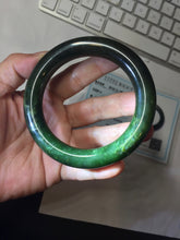 Load image into Gallery viewer, 57.4mm certified 100% Natural dark green/black(碧玉) chubby round cut nephrite bangle HN188-0123
