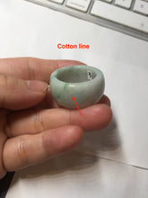 Load image into Gallery viewer, Size 12 100% natural type A sunny green light green white broad jadeite jade band ring thumb ring PC246-3
