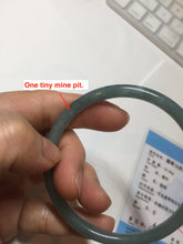 Load image into Gallery viewer, 57.5mm Certified Type A 100% Natural icy watery deep sea dark green/blue/gray/black Guatemala slim round cut Jadeite bangle PC65-7040
