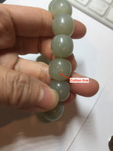 Load image into Gallery viewer, 14x13mm 100% Natural light green/gray vintage style nephrite Jade bead bracelet HT122
