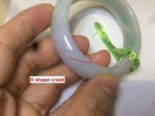 Load image into Gallery viewer, 50mm 100% natural Type A sunny green/purple oval  jadeite jade bangle E51-1084
