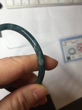 Load image into Gallery viewer, 58.5mm Certified Type A 100% Natural dark green/blue/gray Guatemala slim round cut Jadeite bangle PH11-2325
