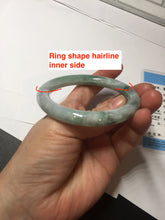 Load image into Gallery viewer, 55.3mm certified 100% natural Type A light green purple with green floating flowers round cut jadeite jade bangle BS110-2523
