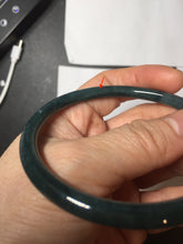 Load image into Gallery viewer, 60mm Certified Type A 100% Natural dark green/blue/gray with Guatemala slim round cut Jadeite bangle PH26-2336
