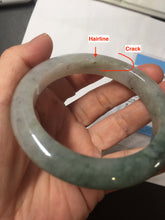 Load image into Gallery viewer, 55.3mm certified type A 100% Natural light green dark green gray(淡油青) black jadeite jade bangle BS152-0491
