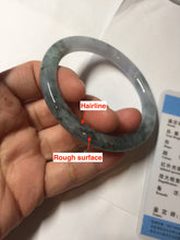 Load image into Gallery viewer, 56.5mm Certified Type A 100% Natural dark green/purple/white round cut Jadeite bangle AA126-6943
