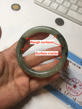 Load image into Gallery viewer, 54.5mm Certified type A 100% Natural light green dark green floating seaweed slim round cut Jadeite bangle PC59-6609
