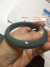 Load image into Gallery viewer, 61mm Certified Type A 100% Natural deep sea dark green/blue/gray/black Guatemala Jadeite bangle PB113-6424
