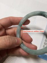 Load image into Gallery viewer, 55.8mm Certified Type A 100% Natural green/blue with green floating flowers slim round cut Jadeite bangle PB237-9550
