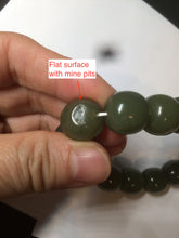 Load image into Gallery viewer, 13.5x13.6mm 100% Natural olive green/brown/black vintage style nephrite Jade bead bracelet HE83
