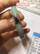 Load image into Gallery viewer, 58.8mm certified 100% natural type A dark green white with green floating flowers jadeite bangle PH77-5859
