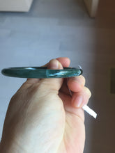 Load image into Gallery viewer, 55.6mm Certified Type A 100% Natural dark green/blue/gray Guatemala slim round cut Jadeite bangle PD20-4453
