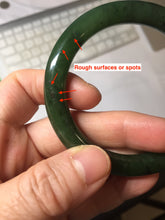 Load image into Gallery viewer, 53.3mm 100% Natural dark green/black round cut nephrite (碧玉) bangle HN98
