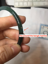 Load image into Gallery viewer, 60mm Certified Type A 100% Natural light green/blue/gray Guatemala slim round cut Jadeite bangle PJ79
