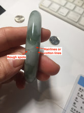 Load image into Gallery viewer, 58mm certified 100% natural Type A watermelon-rind green white Cool White Base with Misty Green Patches jadeite bangle PE33-2126
