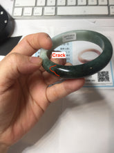 Load image into Gallery viewer, AllaboutjadeCanada.com only 55.5mm certified 100% natural Type A oily dark green gray black(老油青) half mountain half water (半山半水) jadeite jade bangle PC257-0052
