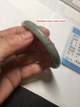 Load image into Gallery viewer, 55.8mm Certified type A 100% Natural  light green gray round cut Jadeite bangle PD38-9582
